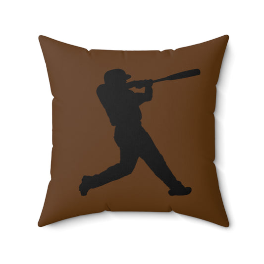 Spun Polyester Square Pillow: Baseball Brown