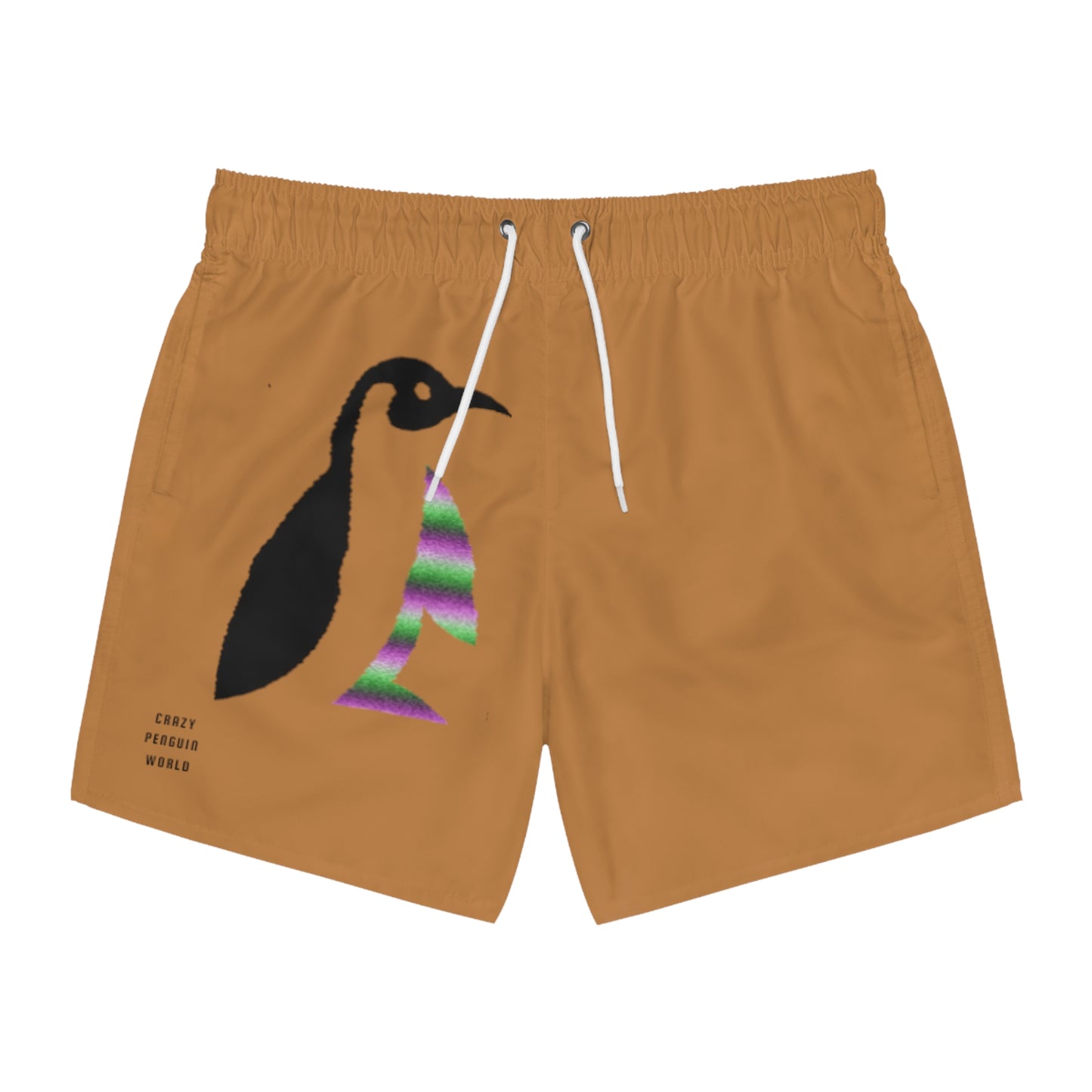 Swim Trunks: Crazy Penguin World Logo Lite Brown