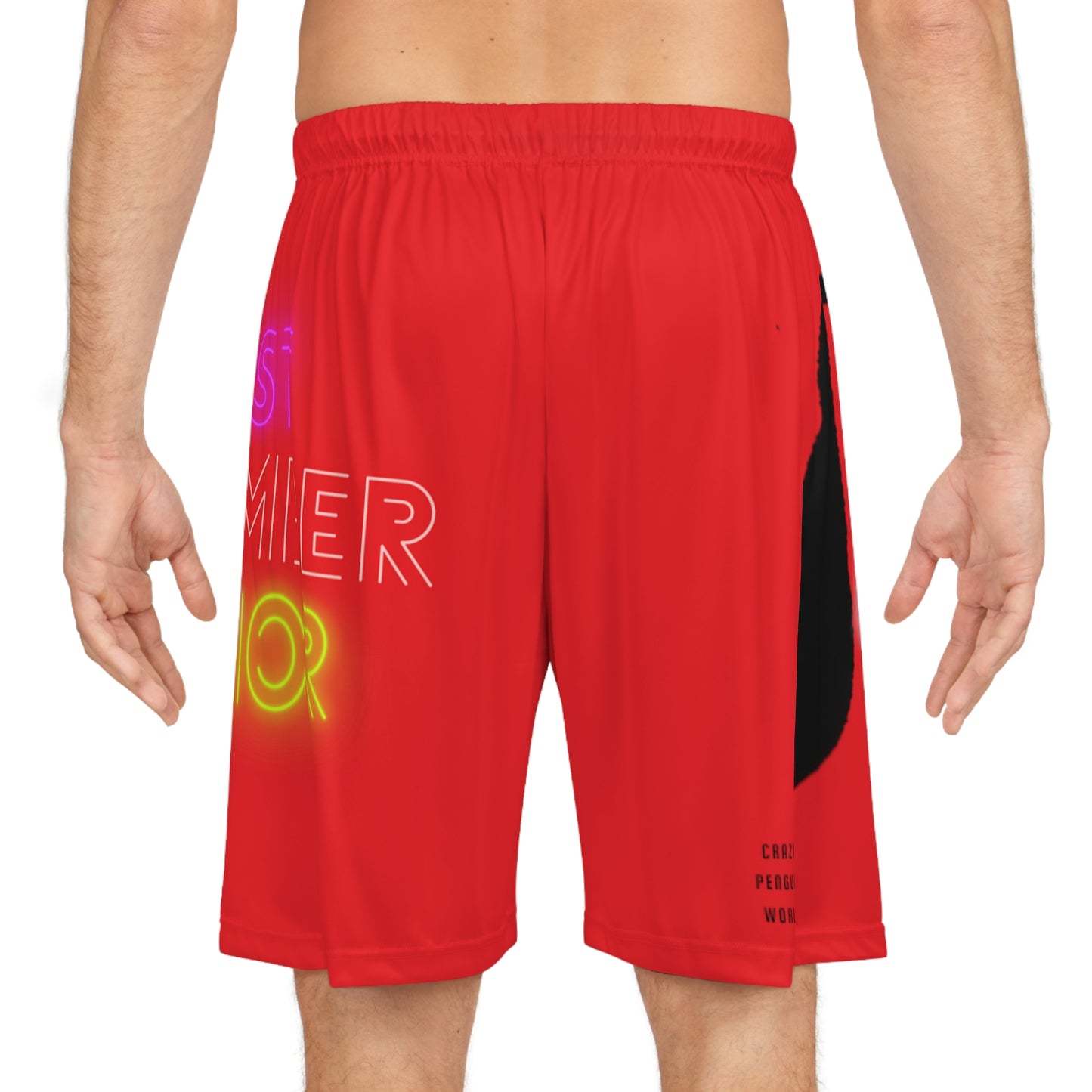 Basketball Shorts: Crazy Penguin World Logo Red