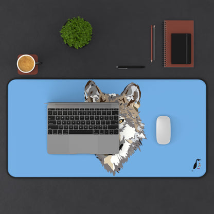 Desk Mat: Wolves Lite Blue