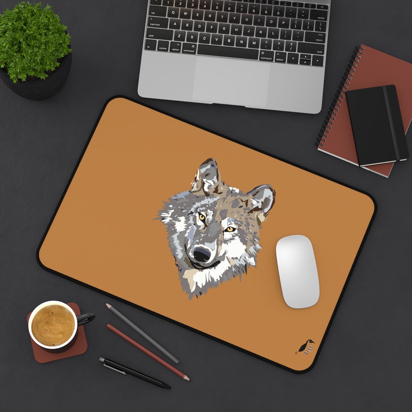 Desk Mat: Wolves Lite Brown