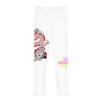 Youth Full-Length Leggings: Dragons White