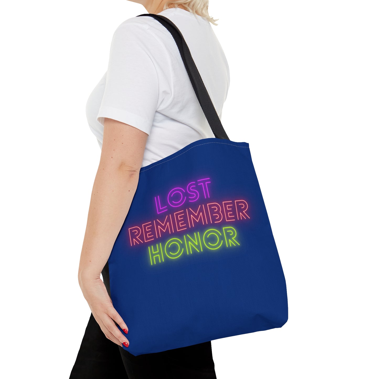 Tote Bag: Lost Remember Honor Dark Blue