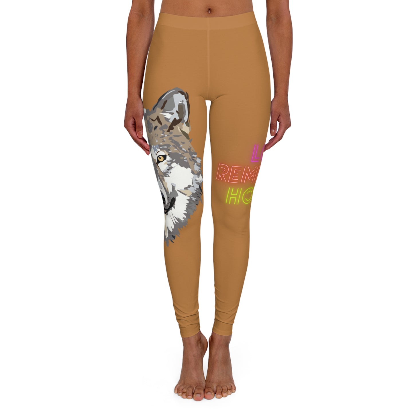 Women's Spandex Leggings: Wolves Lite Brown