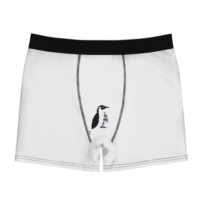 Men's Boxer Briefs: Crazy Penguin World Logo White