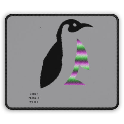 Gaming Mouse Pad: Crazy Penguin World Logo Grey