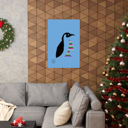 Premium Matte Vertical Posters: Crazy Penguin World Logo Lite Blue