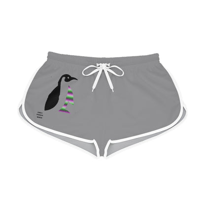 Women's Relaxed Shorts: Crazy Penguin World Logo Grey