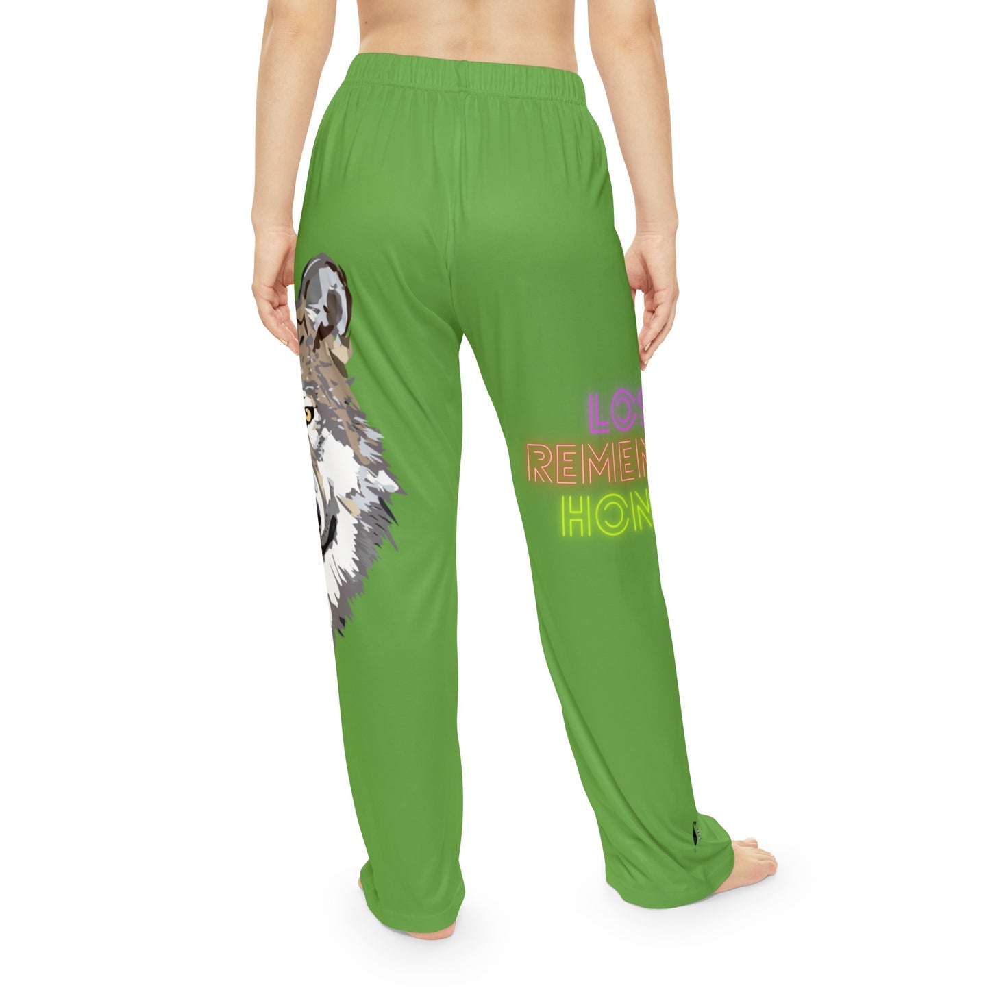 Women's Pajama Pants: Wolves Green