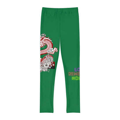 Youth Full-Length Leggings: Dragons Dark Green