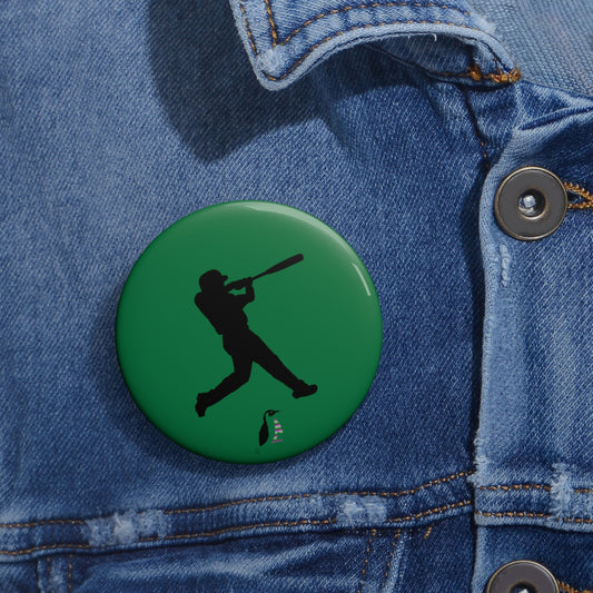 Custom Pin Buttons Baseball Dark Green