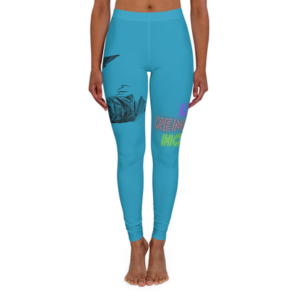 Women's Spandex Leggings: Writing Turquoise