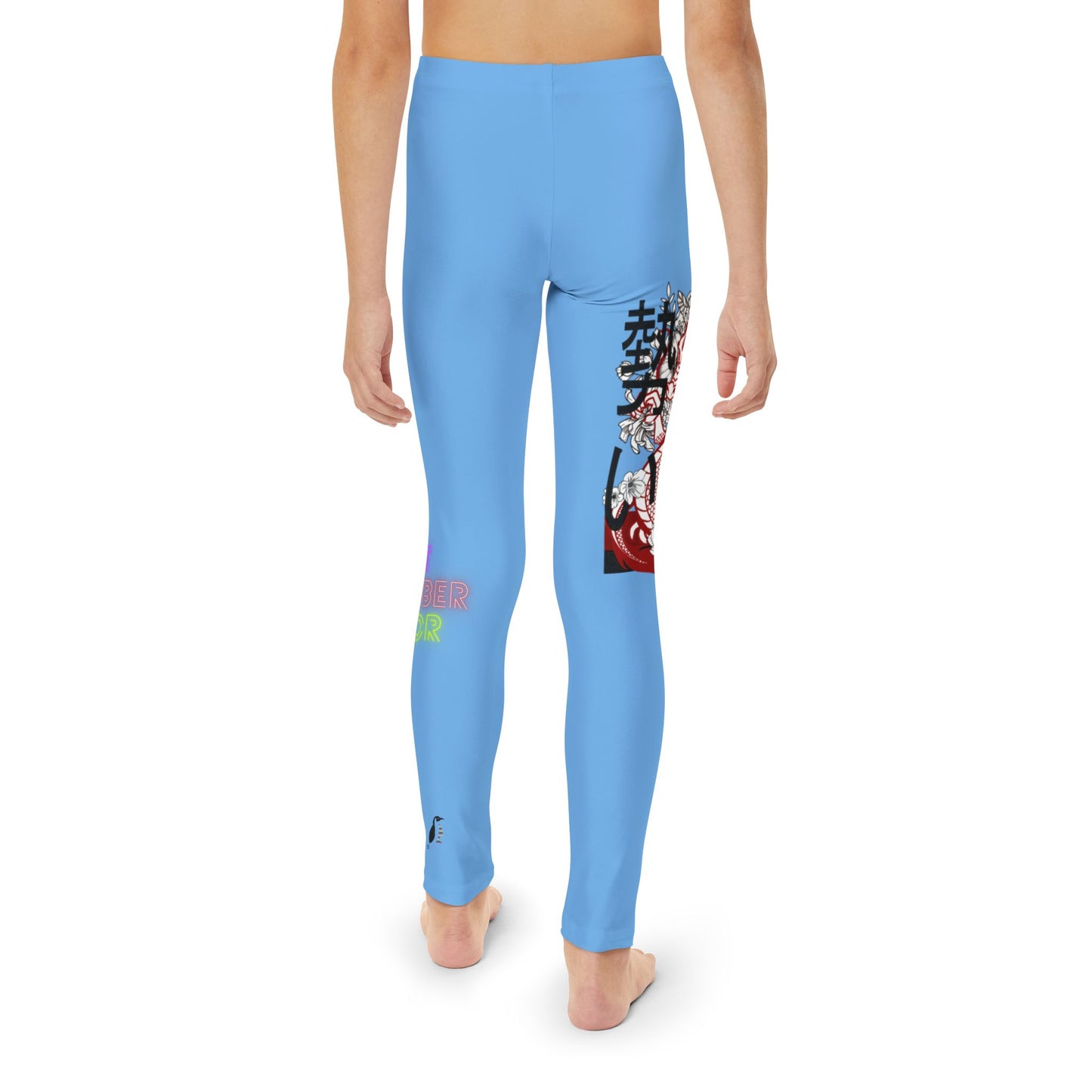 Youth Full-Length Leggings: Dragons Lite Blue