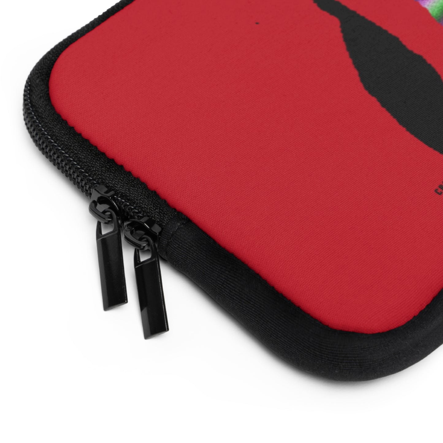 Laptop Sleeve: Crazy Penguin World Logo Dark Red