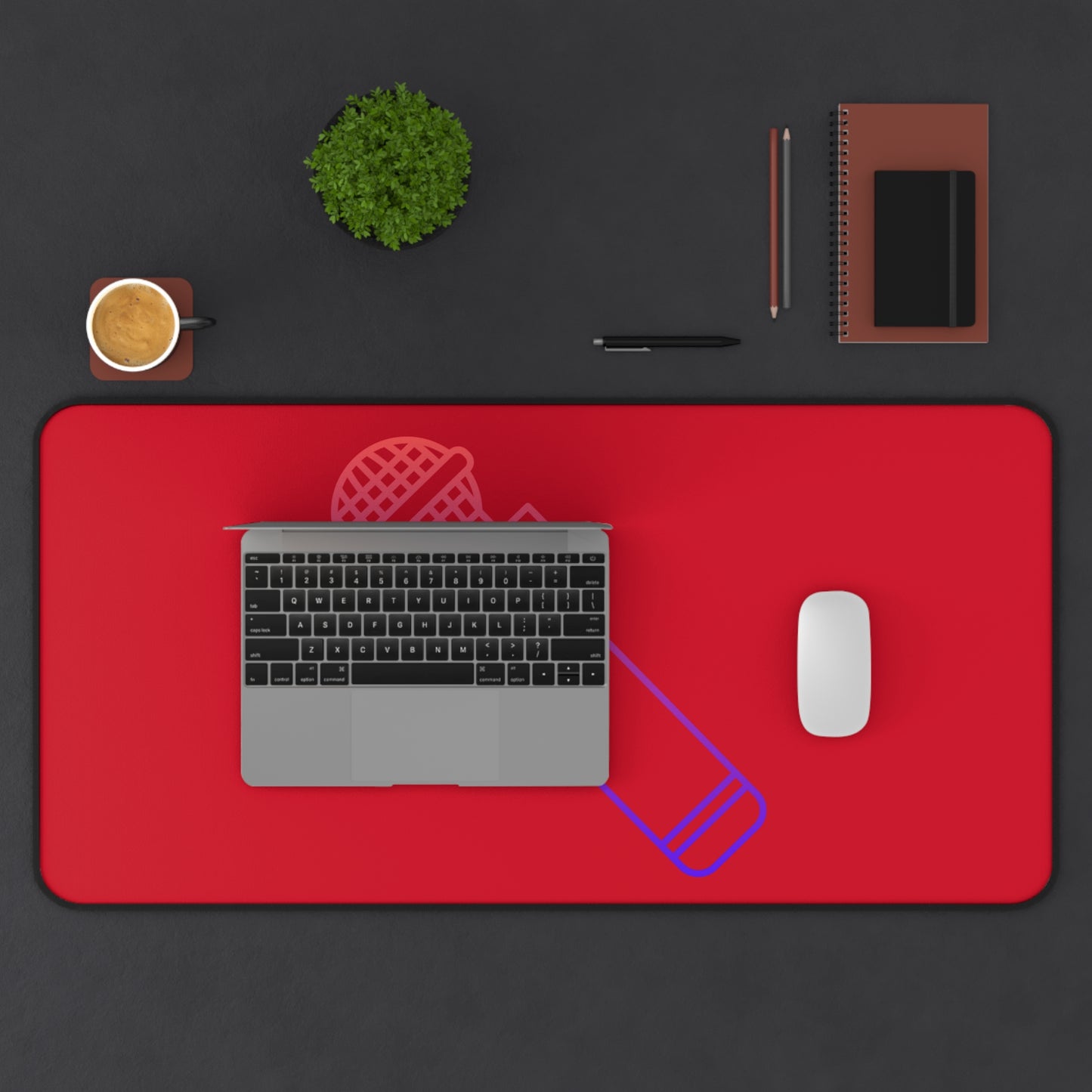 Desk Mat: Music Dark Red