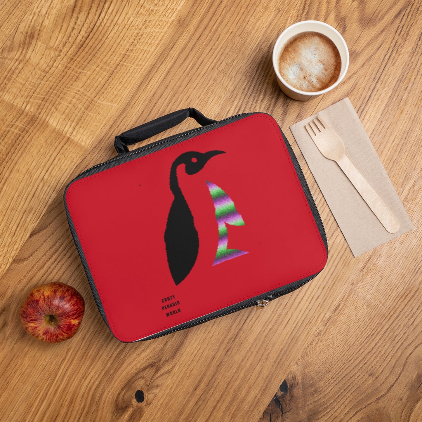 Lunch Bag: Crazy Penguin World Logo Dark Red