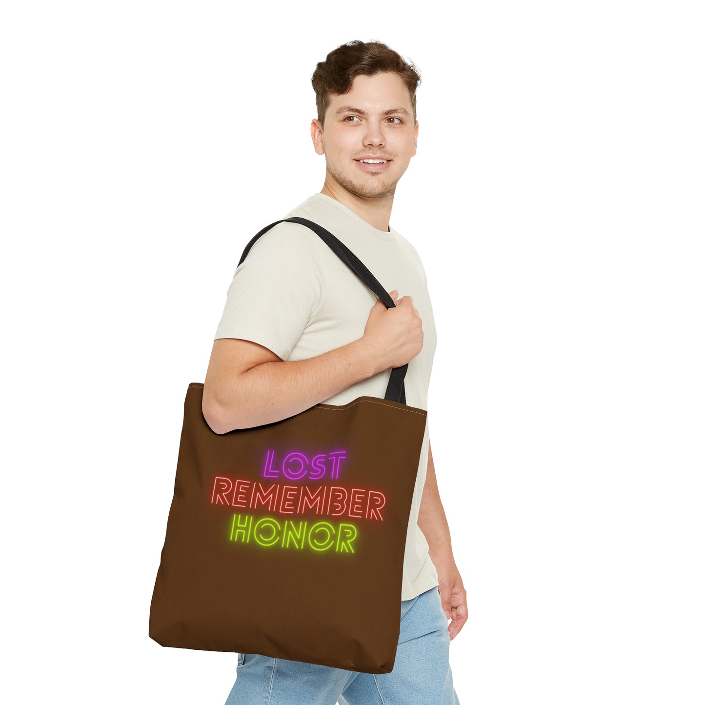 Tote Bag: Lost Remember Honor Brown