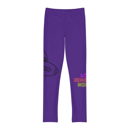 Youth Full-Length Leggings: Football Purple