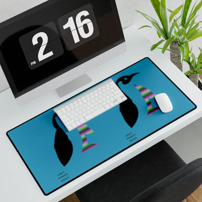 Desk Mats: Crazy Penguin World Logo Turquoise