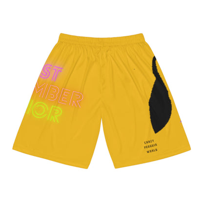 Basketball Shorts: Crazy Penguin World Logo Yellow