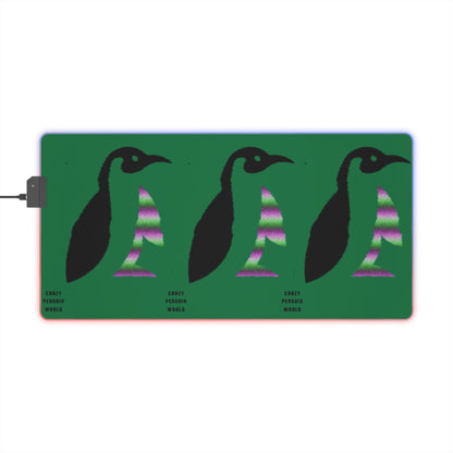 LED Gaming Mouse Pad: Crazy Penguin World Logo Dark Green