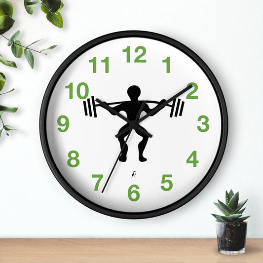 Wall clock: Weightlifting Green