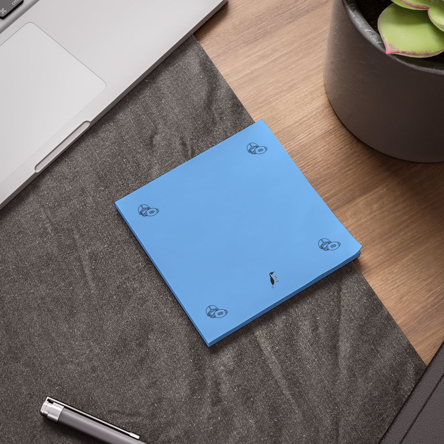 Post-it® Note Pads: Football Lite Blue