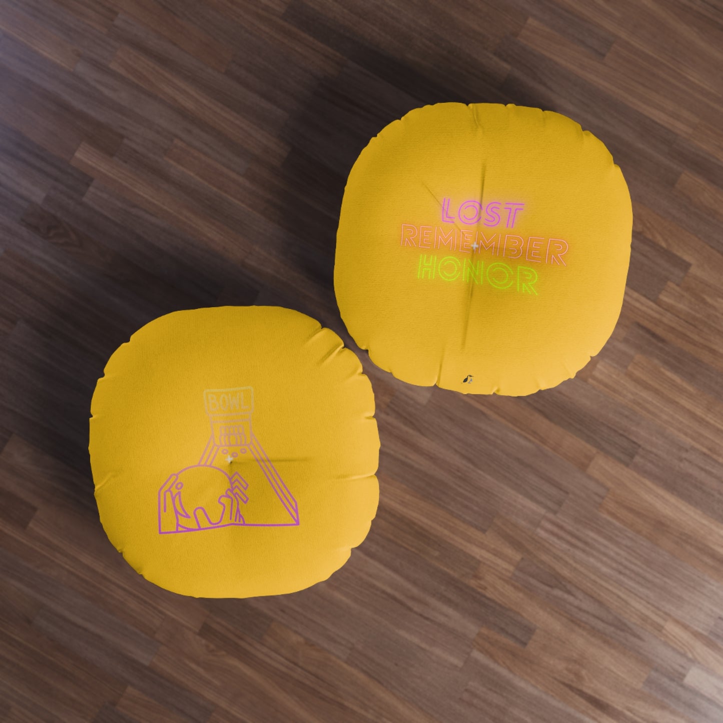 Tufted Floor Pillow, Round: Bowling Yellow