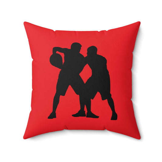 Spun Polyester Square Pillow: Basketball Red