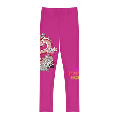 Youth Full-Length Leggings: Dragons Pink