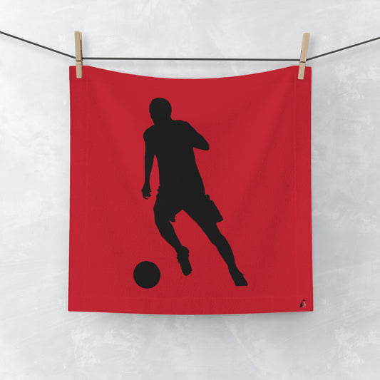 Face Towel: Soccer Dark Red