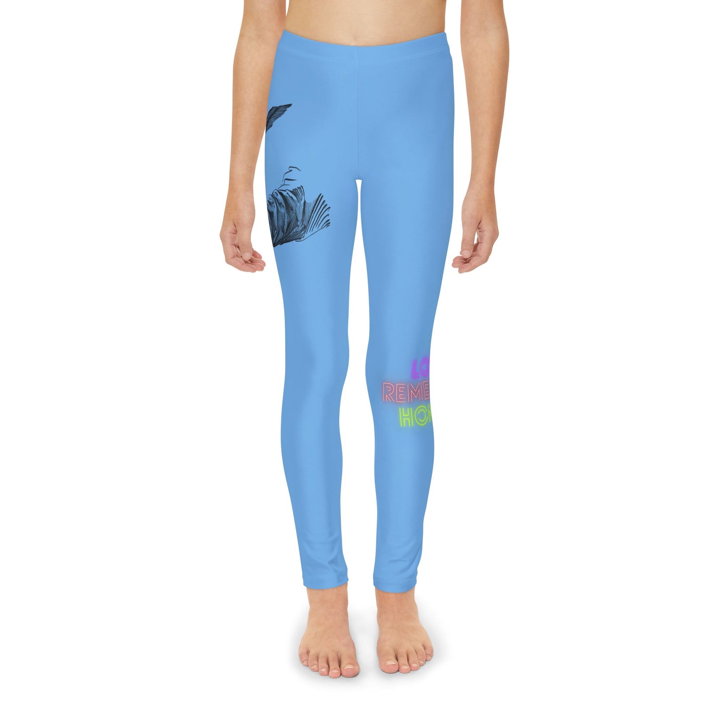 Youth Full-Length Leggings: Writing Lite Blue