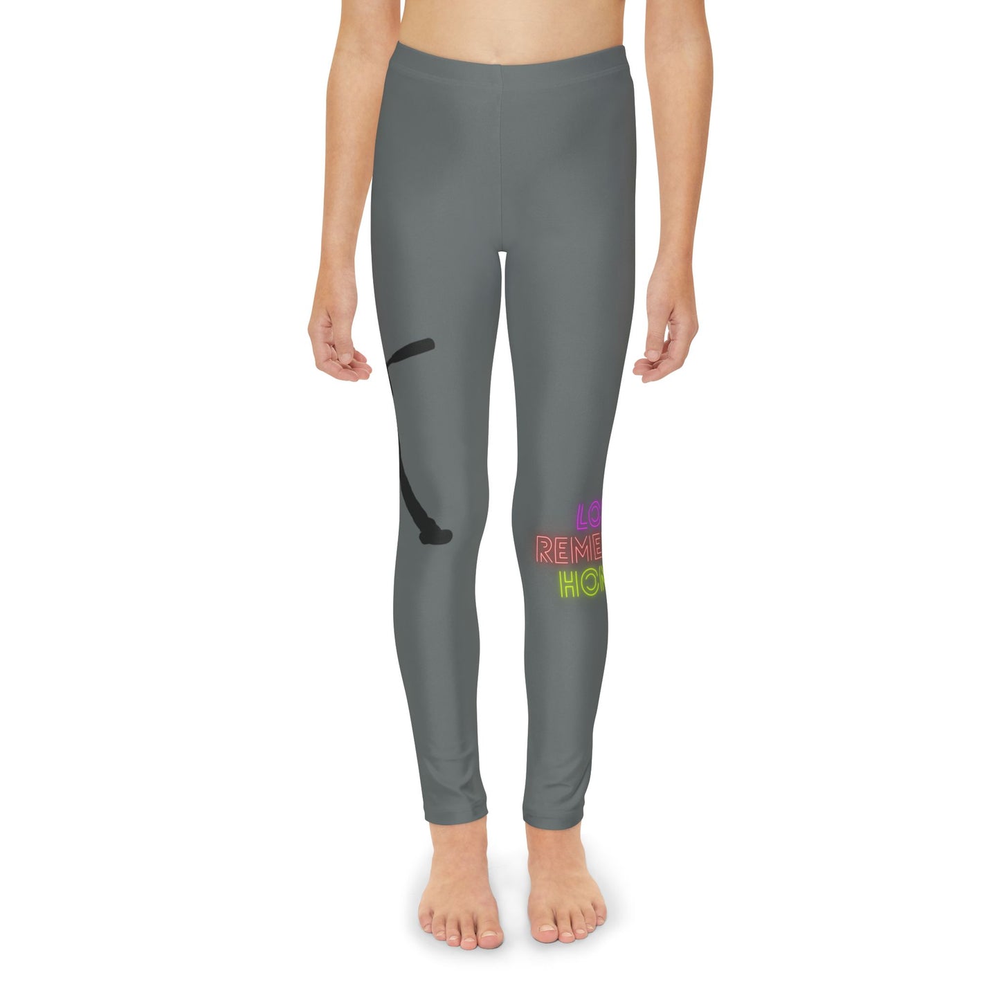 Youth Full-Length Leggings: Baseball Dark Grey