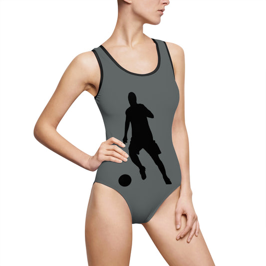 Women's Classic One-Piece Swimsuit: Soccer Dark Grey