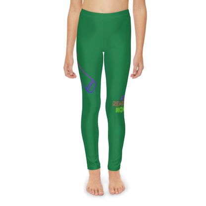 Youth Full-Length Leggings: Music Dark Green