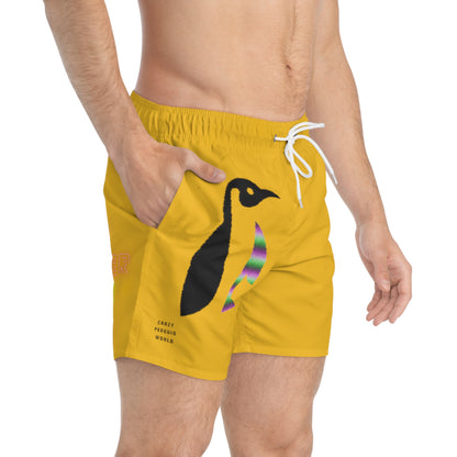 Swim Trunks: Crazy Penguin World Logo Yellow