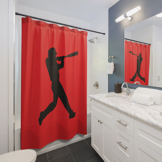 Shower Curtains: #1 Baseball Red
