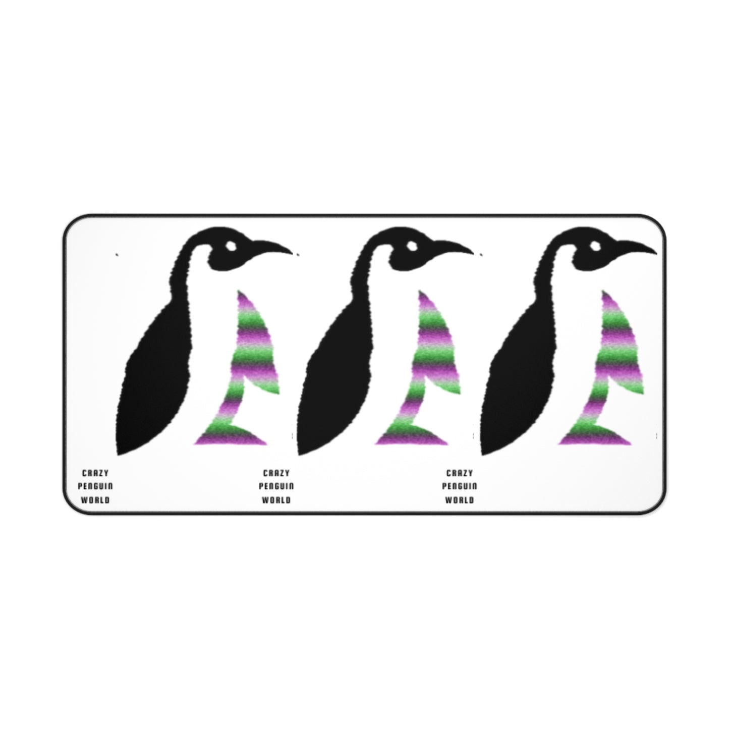 Desk Mat: Crazy Penguin World Logo White