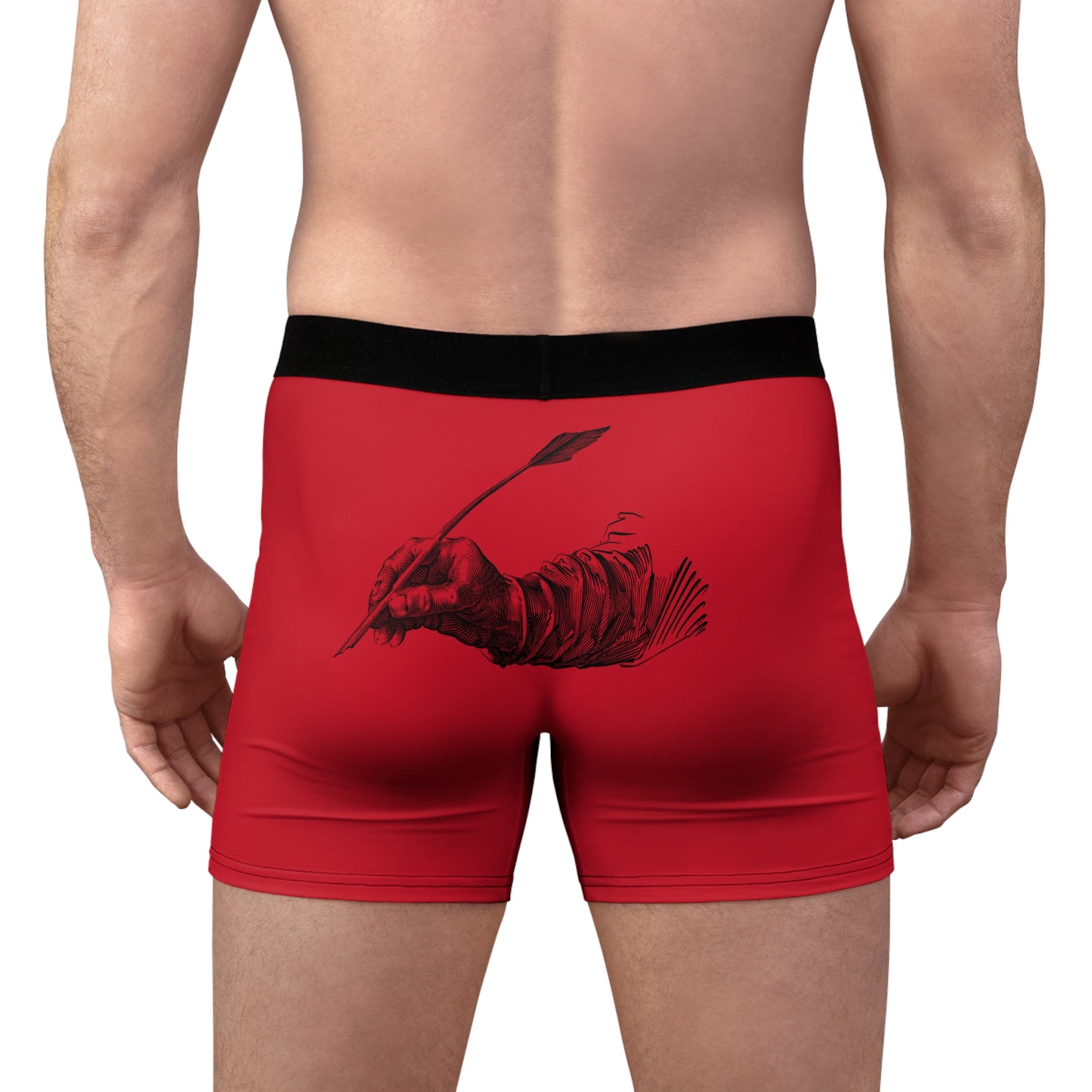 Men's Boxer Briefs: Writing Dark Red