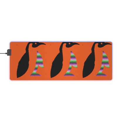 LED Gaming Mouse Pad: Crazy Penguin World Logo Orange