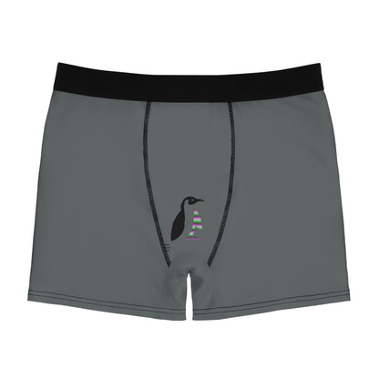 Men's Boxer Briefs: Crazy Penguin World Logo Dark Grey