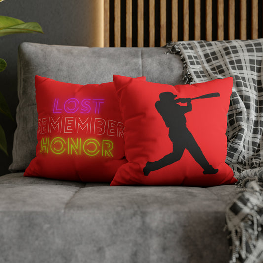 Faux Suede Square Pillow Case: Baseball Red
