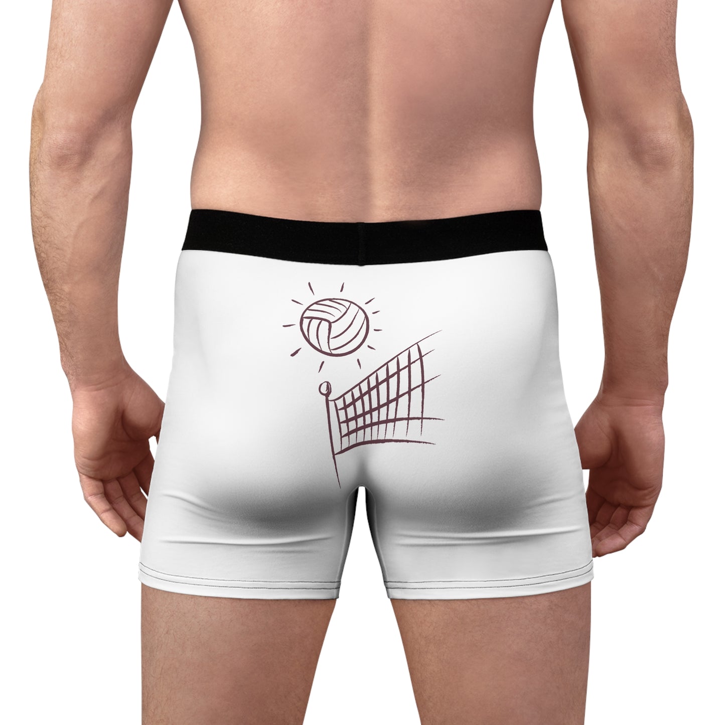 Men's Boxer Briefs: Volleyball: White