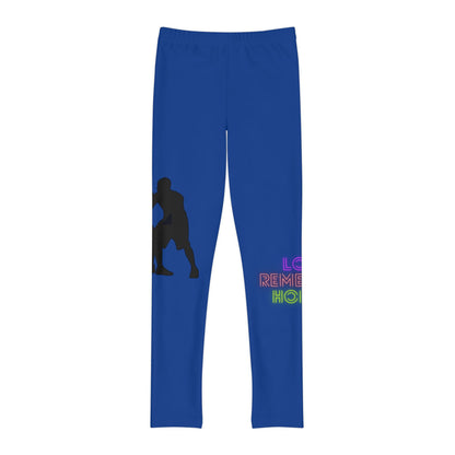 Youth Full-Length Leggings: Basketball Dark Blue