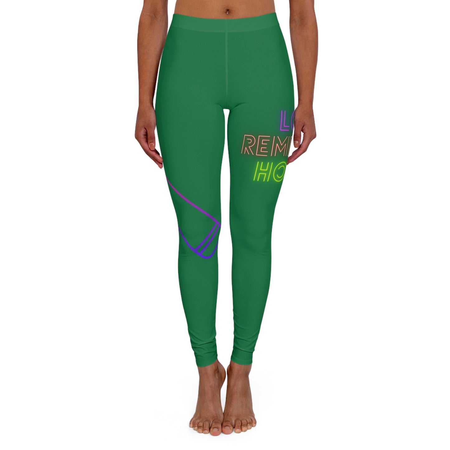 Women's Spandex Leggings: Music Dark Green