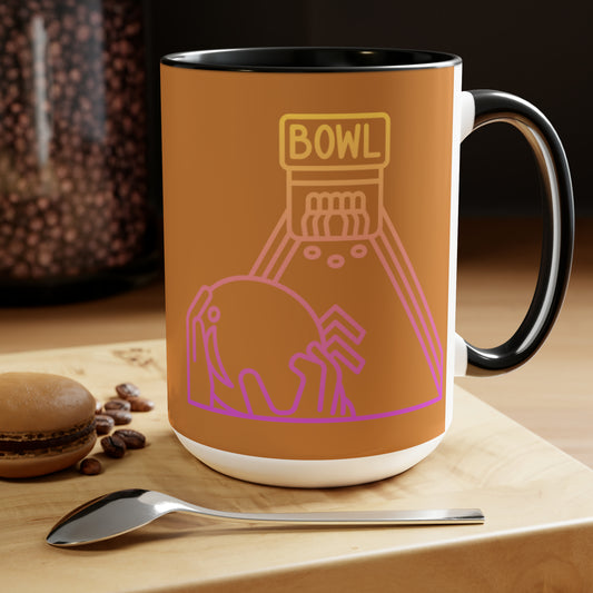 Two-Tone Coffee Mugs, 15oz: Bowling Lite Brown