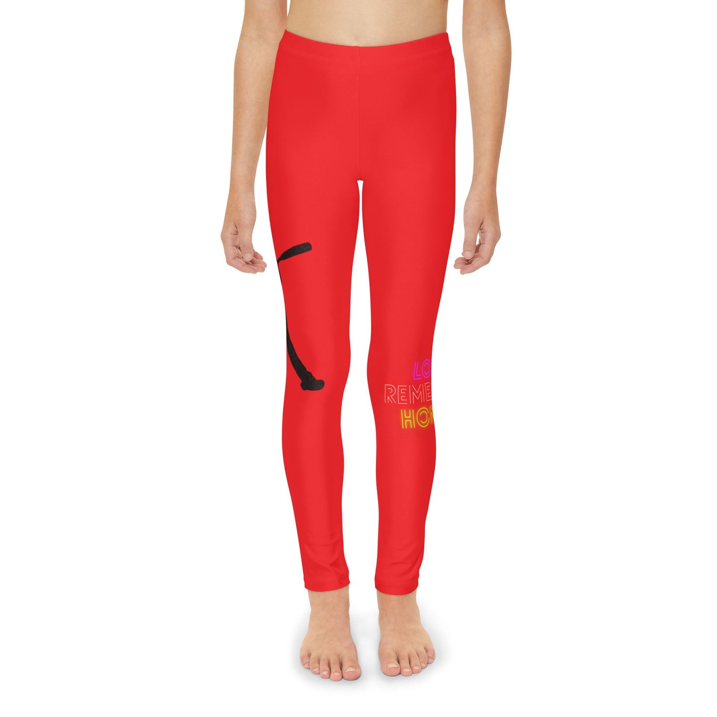 Youth Full-Length Leggings: Baseball Red