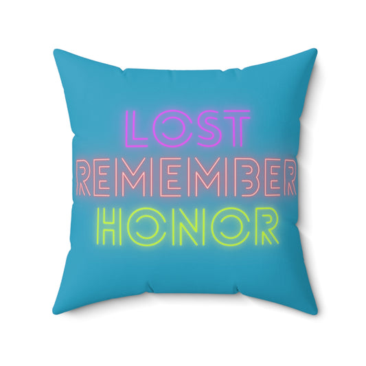 Spun Polyester Square Pillow: Lost Remember Honor Turquoise