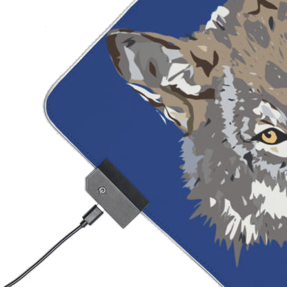 LED Gaming Mouse Pad: Wolves Dark Blue