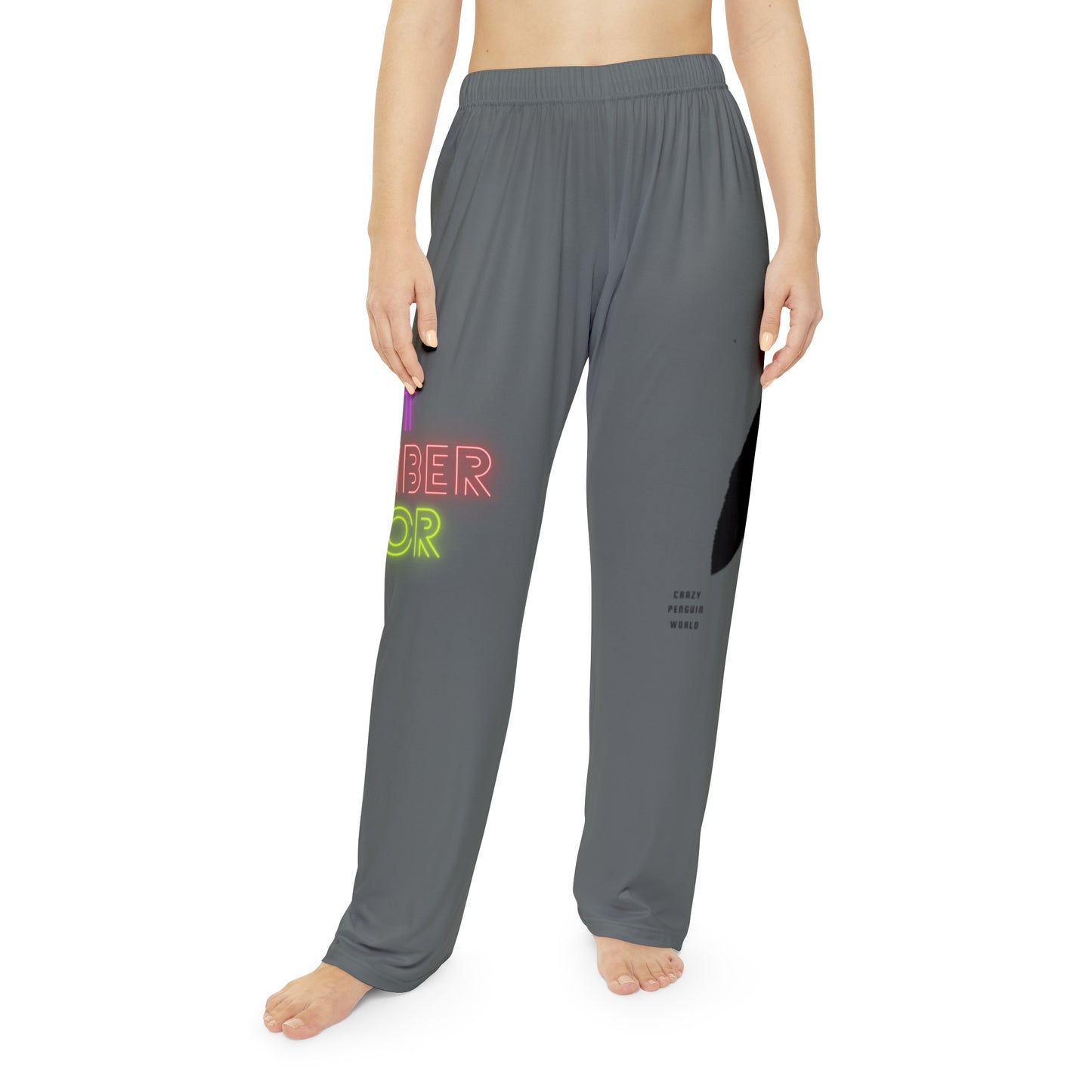 Women's Pajama Pants: Crazy Penguin World Logo Dark Grey